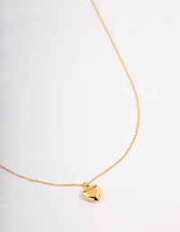 Gold Plated Sterling Silver Puffed Heart Necklace
