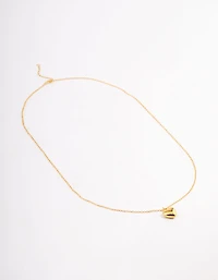 Gold Plated Sterling Silver Puffed Heart Necklace