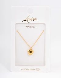 Gold Plated Sterling Silver Puffed Heart Necklace