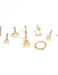 Gold Plated Pisces Star Sign Ear Stackers