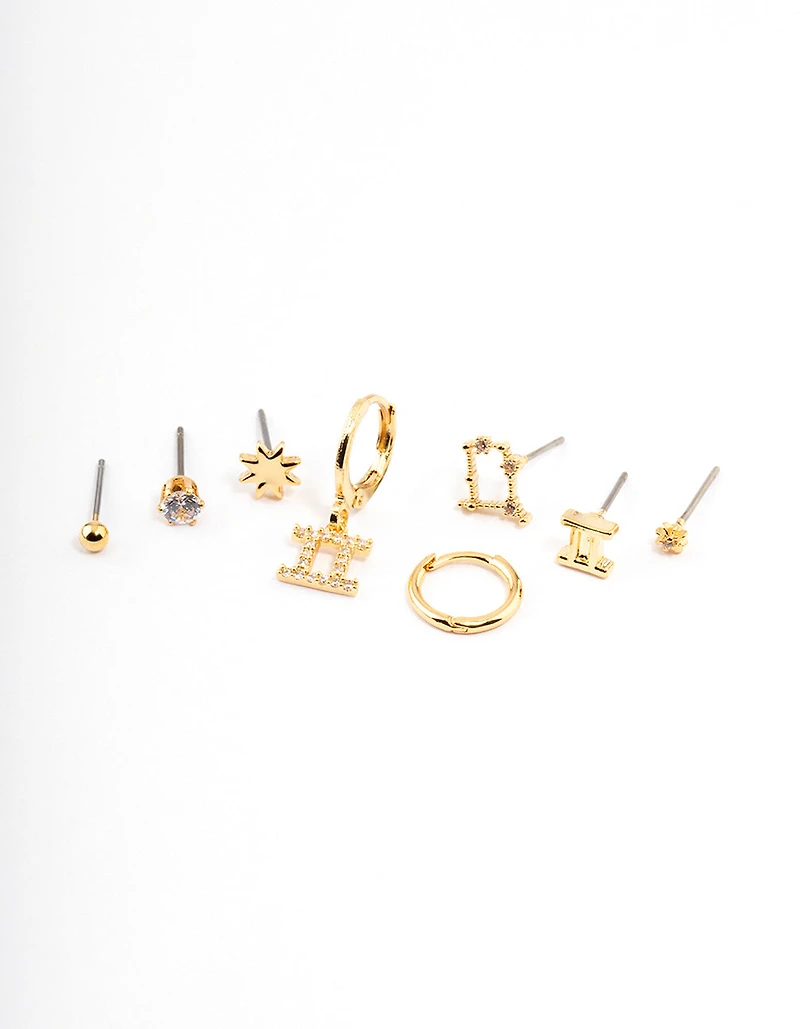 Gold Plated Gemini Star Sign Ear Stackers