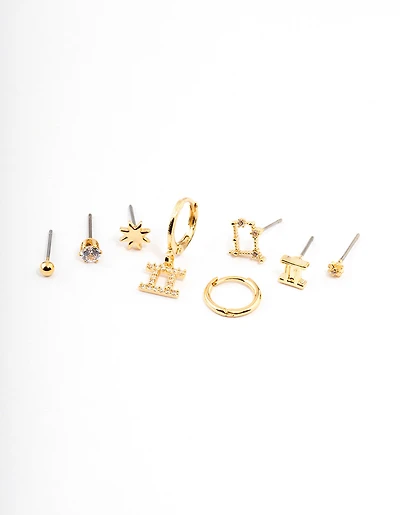 Gold Plated Gemini Star Sign Ear Stackers