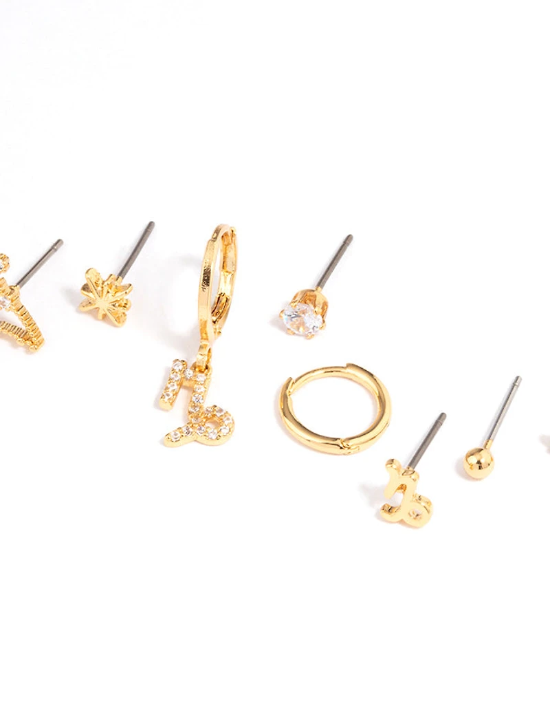Gold Plated Capricorn Star Sign Ear Stackers