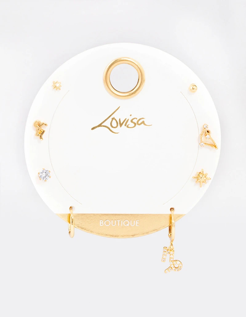 Gold Plated Capricorn Star Sign Ear Stackers