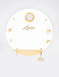 Gold Plated Aquarius Star Sign Ear Stackers
