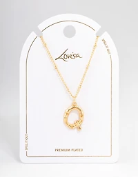 Letter 'Q' Gold Plated Bamboo Initial Necklace