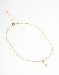 Letter 'I' Gold Plated Bamboo Initial Necklace