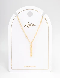 Letter 'I' Gold Plated Bamboo Initial Necklace