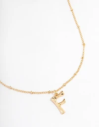 Letter 'F' Gold Plated Bamboo Initial Necklace