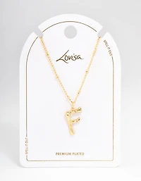 Letter 'F' Gold Plated Bamboo Initial Necklace