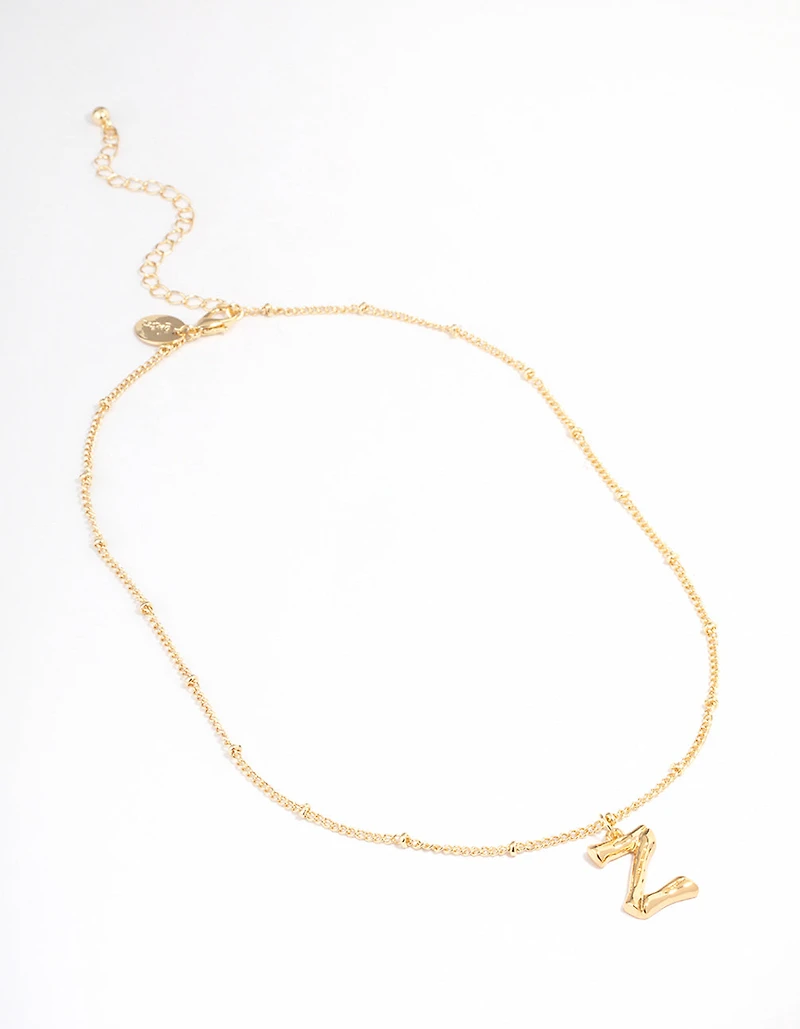Gold Plated Letter Z Bamboo  Necklace