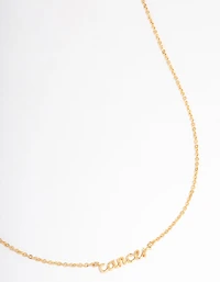 Gold Plated Cancer Script Pendant Necklace