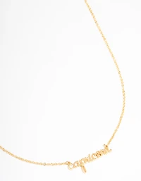 Gold Plated Capricorn Script Pendant Necklace