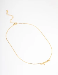 Gold Plated Capricorn Script Pendant Necklace