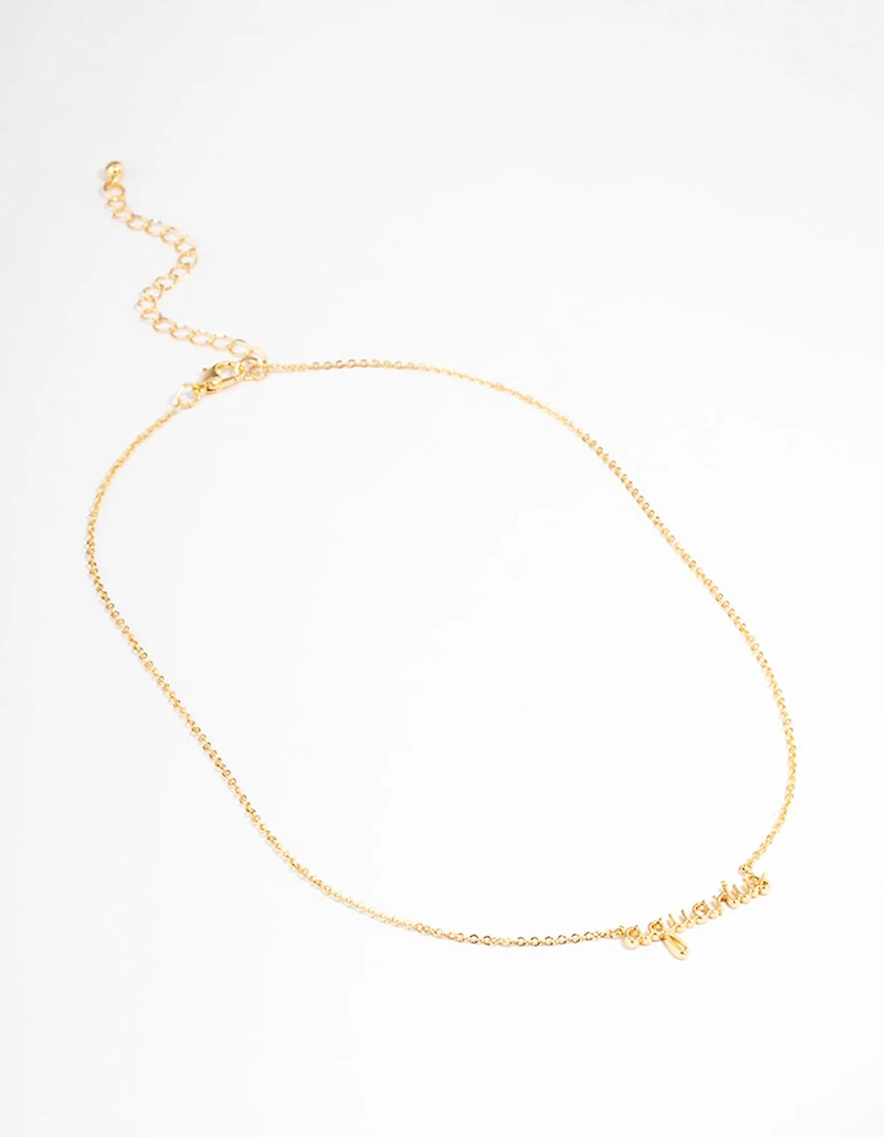 Gold Plated Aquarius Script Pendant Necklace