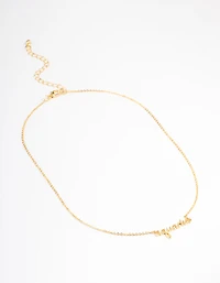 Gold Plated Aquarius Script Pendant Necklace