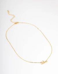 Gold Plated Libra Script Pendant Necklace