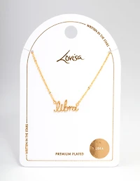 Gold Plated Libra Script Pendant Necklace