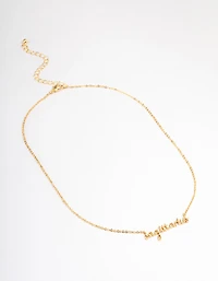 Gold Plated Sagittarius Script Pendant Necklace