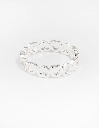 Silver Alternating Heart Ring