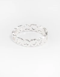 Silver Alternating Heart Ring