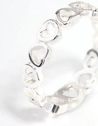 Silver Alternating Heart Ring