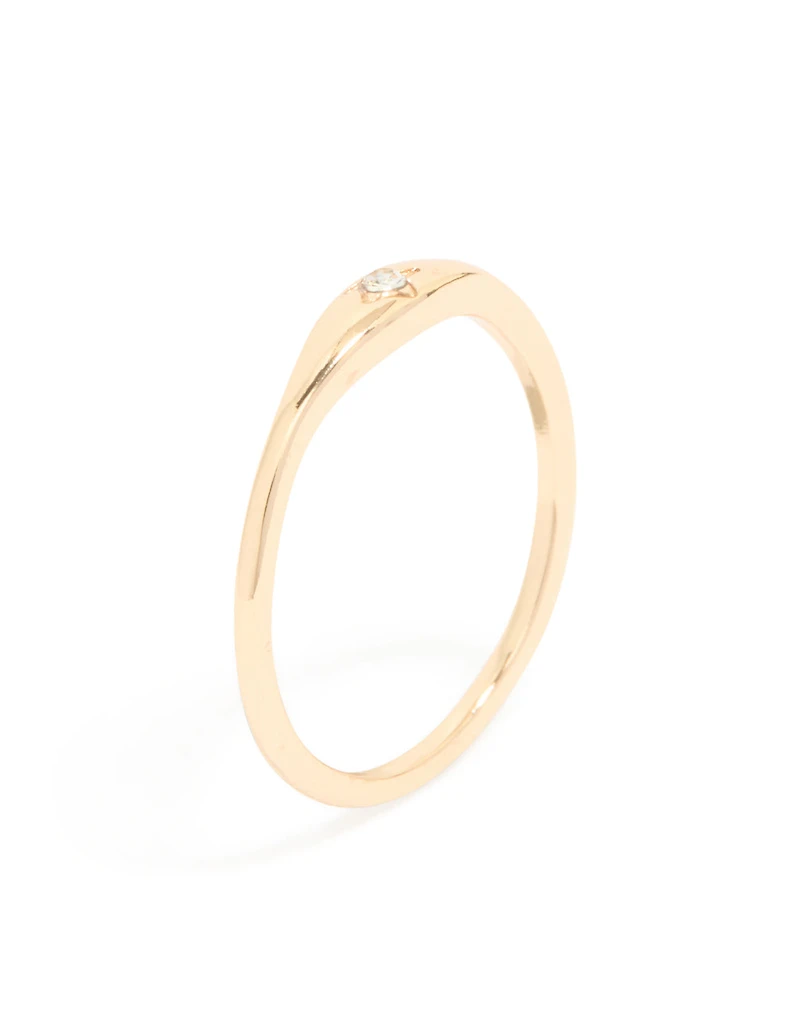 Gold Solitaire Tapered Ring