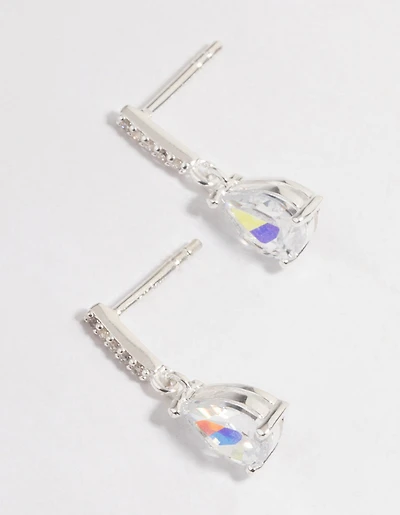 Sterling Silver Teardrop Cubic Zirconia Earrings