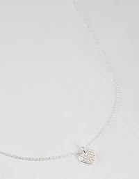 Sterling Silver Pave Cubic Zirconia Heart Necklace