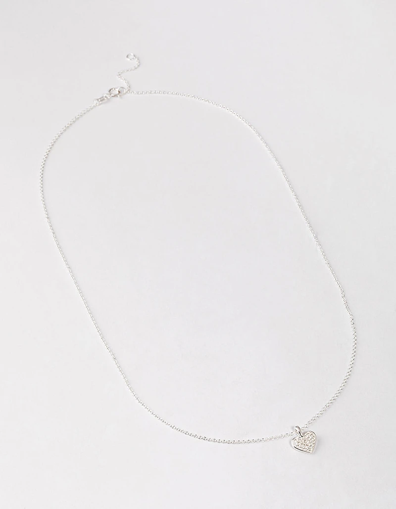 Sterling Silver Pave Cubic Zirconia Heart Necklace