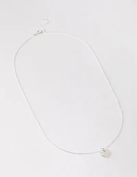 Sterling Silver Pave Cubic Zirconia Heart Necklace