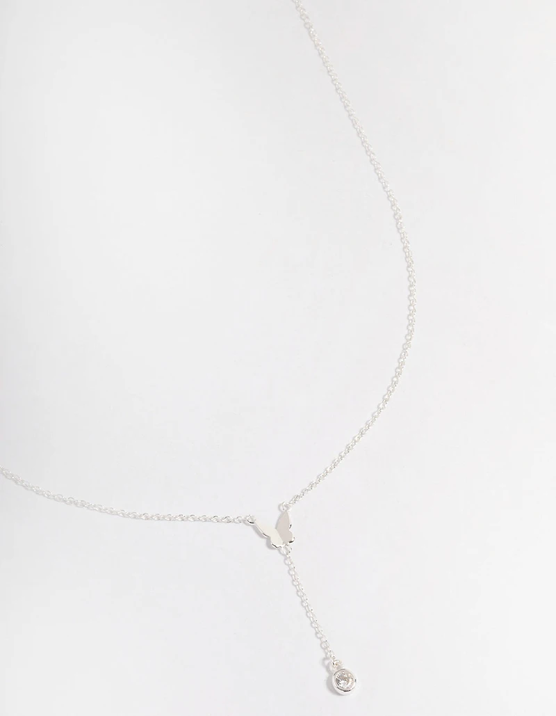 Sterling Silver Butterfly Cubic Zirconia Necklace