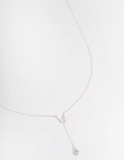 Sterling Silver Butterfly Cubic Zirconia Necklace