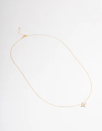 Gold Plated Sterling Silver Marquise Flower Cubic Zirconia Necklace