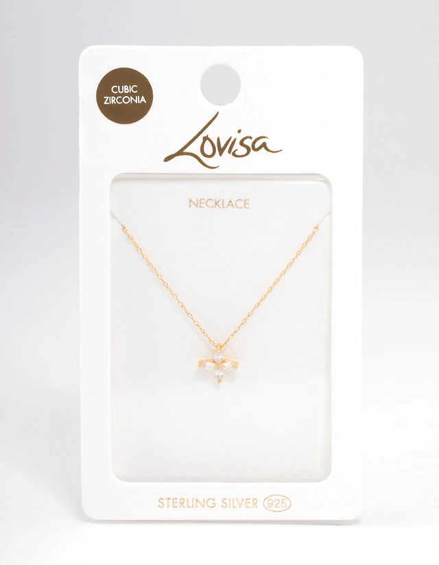 Shop Lovisa Gold Plated Sterling Silver Marquise Flower Cubic