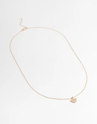 Gold Plated Sterling Silver Pave Cubic Zirconia Heart Necklace