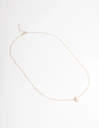 Gold Plated Sterling Silver Pearl Cubic Zirconia Necklace