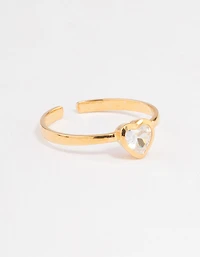 Gold Plated Sterling Silver Heart Cubic Zirconia Ring