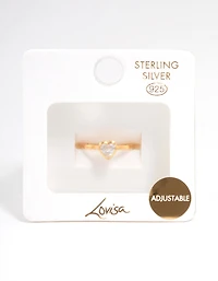 Gold Plated Sterling Silver Heart Cubic Zirconia Ring