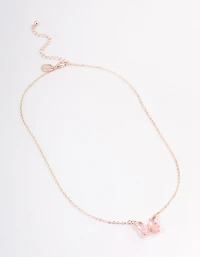 Rose Gold Pink Butterfly Pendant Necklace