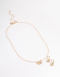 Gold Pave Butterfly Huggie Jewellery Set