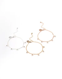 Mixed Metal Diamante Droplet Bracelet Pack