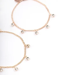 Mixed Metal Diamante Droplet Bracelet Pack