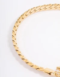 Waterproof Gold Plated Stainless Steel Heart Fob Flat Chain Bracelet