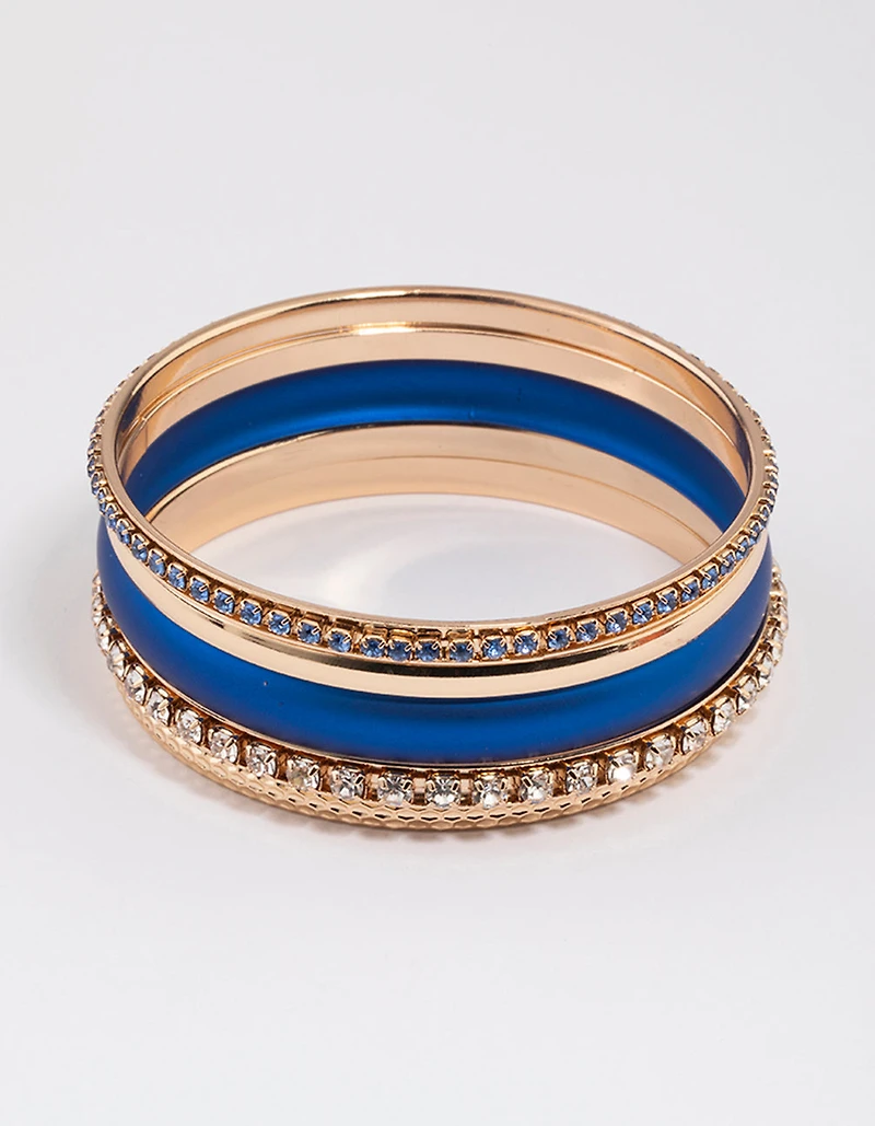 Gold Pearlised Diamante Bangle 5-Pack