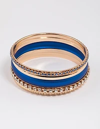Gold Pearlised Diamante Bangle 5-Pack
