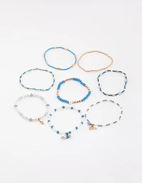Gold Mixed Facet Pearly Bead Pack Bracelet