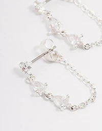 Silver Plated Cubic Zirconia Star Chain Drop Earrings