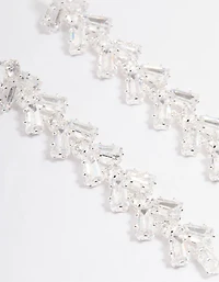 Silver Plated Cubic Zirconia Baguette Vine Drop Earrings