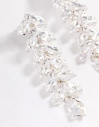 Silver Plated Marquise Cubic Zirconia Vine Drop Earrings